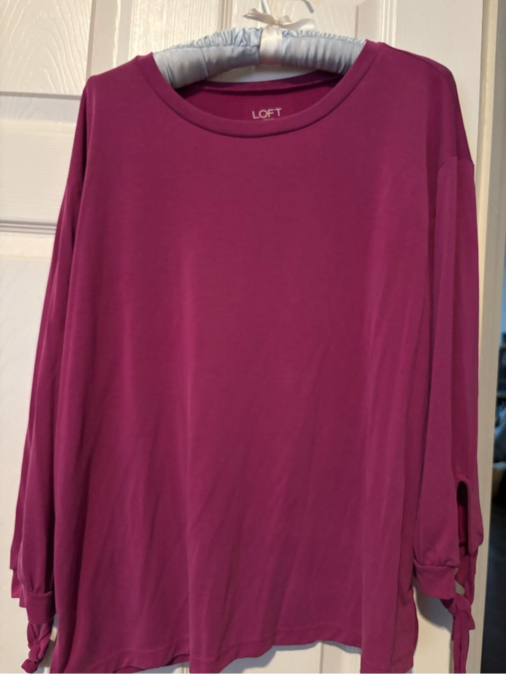 LOFT Magenta & Grayish Olive Long Sleeve Top with Tie Cuffs.  2for1!